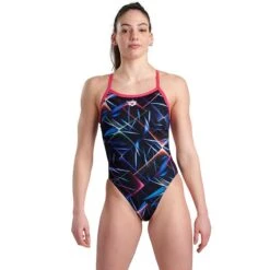 W ALLOVER CHALLENGE BACK SWIMSUIT - 550 BLACK MULTI