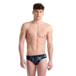 M ALLOVER SWIM BRIEFS - 550 BLACK MULTI